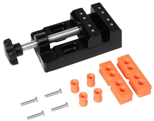 Pumwoy Mini Bench Clamp Flat Table Vice Adjustable Drill Press Vice 55mm, Mini Flat Clamp Table Jaw Bench Clamp, Adjustable Mini Jaw Bench Clamp Universal for Watch Repairing DIY Jewelry Walnut