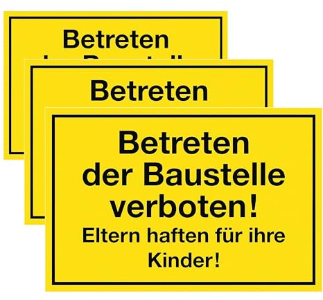 Metafranc Hinweisschild Betreten der Baustelle verboten! - 300 x 200 mm/Beschilderung/Verbotsschild/Zutrittsverbot/Privatgrundstück/Baustellenkennzeichnung/Gewerbekennzeichnung / 500230