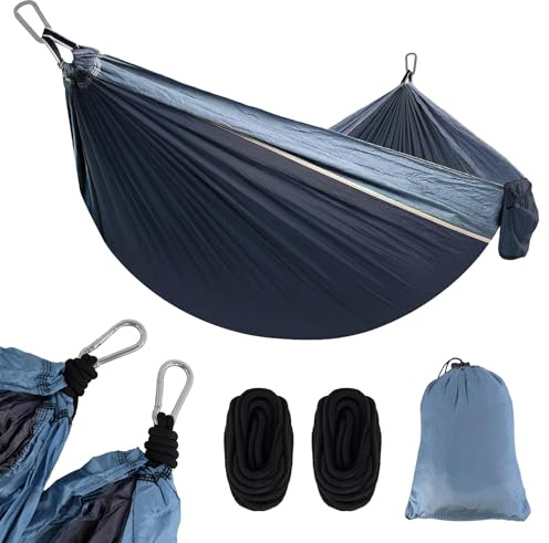 GEEZY Travel Hammock with Carry Bag – Durable 210T Nylon, Lightweight, Portable, Strong Ropes – Camping Hammock for Adults & Kids, Bushcraft & Wild Camping Equipment, Outdoor Adventure Gear