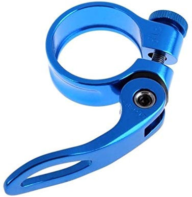 Janmobrian Sattelklemme,Sattelkloben 2 Stück 34,9 mm Rennrad MTB Sattelklemme Fahrradsattelklemmen Collar Quick Release(Blue)