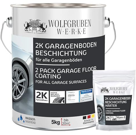WO-WE 2K Pittura per Pavimento Garage Vernice Bicomponente Rivestimento in Resina Epossidica Box Officina Cantina Grigio quarzo l 5kg