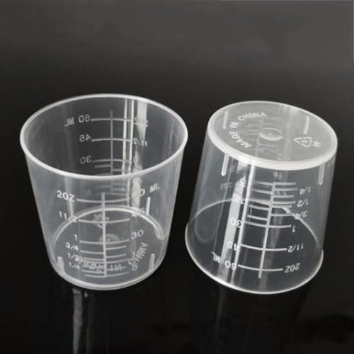30 Count 60ml Plastic Measuring Cups with Clear Graduated Scale for Home, School, and Laboratory Applications