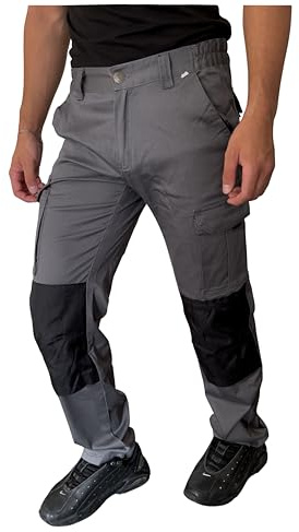 STRIKER - Pantalon de Travail Gris à 4 Poches – Tissu Stretch, Gamme Expert (FR/ES, Alpha/Lettres, L, Taille Normale, Taille Normale, Noir)