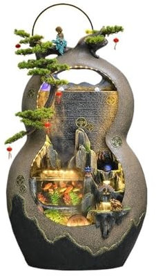 yixinzi-2024 Fuente de pie Adornos creativos con Forma de Calabaza Que fluyen for atraer Riqueza. Fuentes de rocalla, Juegos de Agua, Balcones y Decoraciones de Suelo. Fuente Independiente