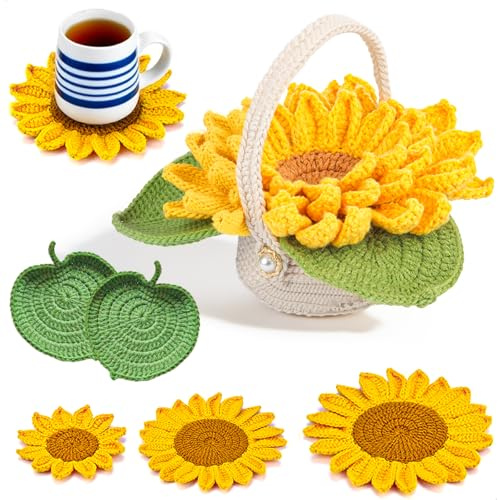 mimzemamz Häkel Set,Häkelset für Anfänger mit Anleitung,Crochet Set,Topfpflanze Untersetzer Handmade DIY Häkeln Material Wolle Geeignet Geschenke und a Untersetzer für Den Innenbereich