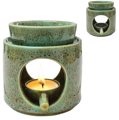 Lampe parfumée avec photophore, lampe parfumée pour huiles essentielles, brûleur d'encens en céramique, diffuseur d'huile parfumée et diffuseur de cire parfumée, réchaud pour huiles essentielles, bol