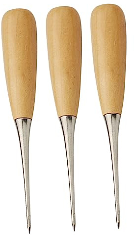 Angoily 3pezzi Punteruolo Cuoio Mano Leggero Strumenti Cucito DIY in Legno per Riparazione Scarpe e Artigianato Pelle