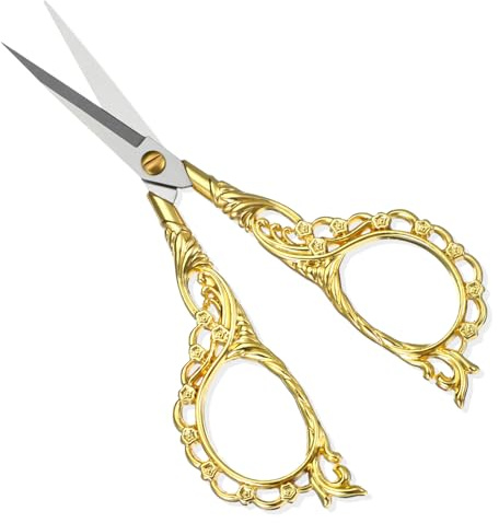 TIESOME 1 Stück Vintage Nähschere,Gold Vintage Stickschere Nähschere Antik Europäischer Stil Edelstahl Kleine Bastelschere Handwerksscheren Schere für Nähen/Kunst/und Zuhause