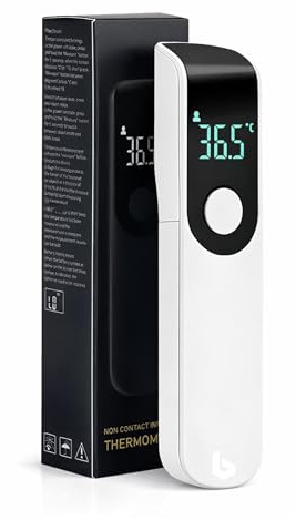 Boulton - Termómetro de frente para adultos y niños, termómetro de frente sin contacto, pantalla LCD digital infrarroja, termómetros digitales para bebés, termómetros de temperatura, superficie de
