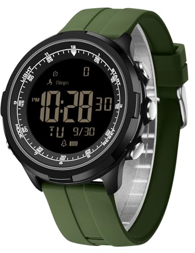 findtime Mens Sports Watch Pedometer Step Counter Watch for Walking Step Tracker with Calories Burned, Workout Distance 5ATM Waterproof Digital Watches for Men Non Bluetooth