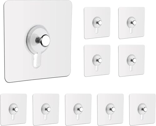 Klebe Schrauben, 12 Stück Klebenägel Klebehaken Transparent, Bilderhaken Selbstklebend,Magische Haken, Wandbefestigung ohne Bohren, 2 Größen 8mm 9mm,für BadezimmerKüche, Fotos, Dekorative Gemälde