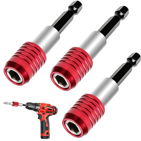 3PCS 1/4 Hex Shank Magnetic Screwdriver Bit Holder, 60mm Quick Release Drill Bit Extension Bar Set, Heavy Duty Alloy Steel Impact Bit Holder for Power Drills and Handheld Drivers
