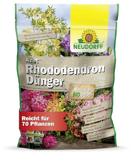 Neudorff Azet RhododendronDünger – Bio Rhododendrondünger mit Mykorrhiza sorgt für farbenfrohe und prächtige Blüten mit 3 Monaten Langzeitwirkung, 1,75 kg