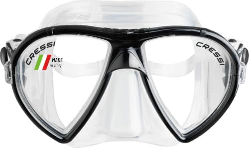 Cressi Ocean Mask Clear/Black - Máscara Individual Ocean para Buceo y Snorkel, Transparente/Negro, Talla Única, Adultos