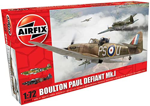 Airfix modellset – A02069 Boulton Paul Defiant Mk.I modellbyggsats – plastmodell plankit för vuxna och barn 8+, setet innehåller granar och dekaler – skala 1:72