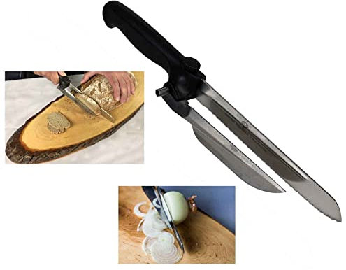 Muxel Nova Diamant Messer Allzweckmesser und Multimesser mit Abstandshalter Schiene Brotmesser Wurstmesser Käsemesser Das Messer für gleichmäßige Schnitte