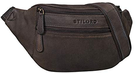 STILORD 'Marian' Gürteltasche Leder Vintage für Herren Damen Bauchtasche Hüfttasche für Handy Kosmetik Kamera Reisen Party Konzerte Festival Echtleder, Farbe:matt - Dunkelbraun