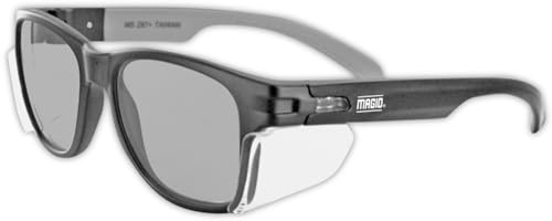 MAGID Y50 Safety Glasses for Construction | Black Frame — 1 Pair, Gray Lens | Side Shields, ANSI Z87.1+, Anti-Fog, Scratch-Resistant, 99.9% UV Protection, Polycarbonate Lens