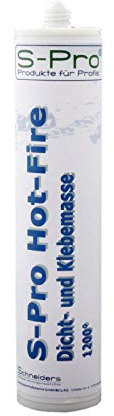 S-Pro Kleber Hot-Fire Dichtmasse, Hochtemperaturkleber bis 1200°C hitzebeständig, 290 ml Kartusche