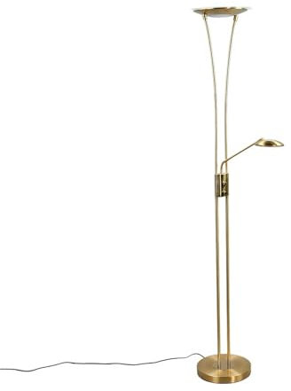 Lindby LED Lámpara de pie Eda (Moderno) en Dorado hecho Metal e.o. para Salón & Comedor (2 llamas, lámpara,