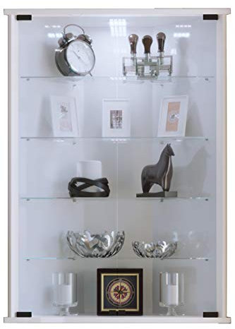 Glasvitrine hängend | Vitrine Glas mit ESG-Sicherheitsglas | Maße ca. H. 88 x B. 67 x T. 23 cm (ohne Füße) | Hängevitrine Glas | Modern und platzsparend | Glas Vitrinenschrank - Vecko