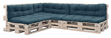 Pillows24 – Palettenkissen – 8-teiliges Set | Palettenauflage für Palettensofa | Sitz- und Rückenkissen für Europaletten | Palettenmöbel Indoor & Outdoor, UV-beständig | Made in EU | Türkis