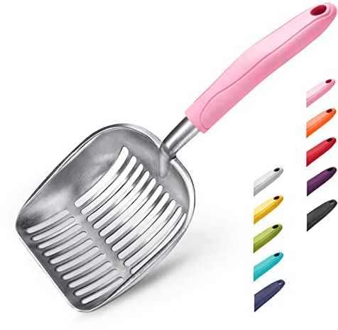 WePet Cat Litter Scoop, Aluminum Alloy Sifter, Kitty Metal Scooper, Deep Shovel, Long Handle, Poop Sifting, Kitten Pooper Lifter, Durable, Heavy Duty, for Litter Box