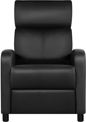 Yaheetech Relaxsessel Fernsehsessel Einzelsofa Ruhesessel mit Verstellbarer Beinablage Liegesessel aus Kunstleder Schwarz