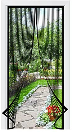 WEIZON Magnétique Moustiquaire Porte Rideau,Puissants Aimants,Fermeture Automatique,de Porte Rideau Couloirs Patio sans Perçage,Kit d'installation Complet 70 x 210 cm Noir A