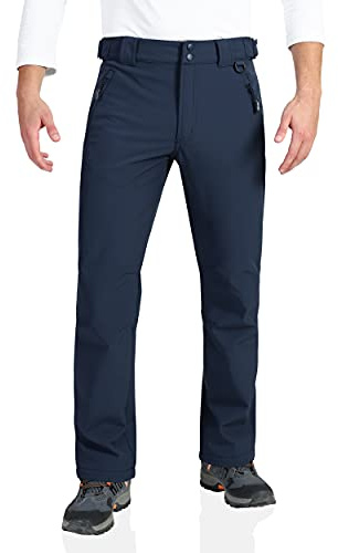 Outdoor Ventures Softshellhose Herren Wasserdicht Outdoorhose Winter Thermohose Warm Gefüttert Skihose Snowboardhose Winddicht Schneehose für Skifahren, Wandern, Trekking Navy Blau 36W/30L