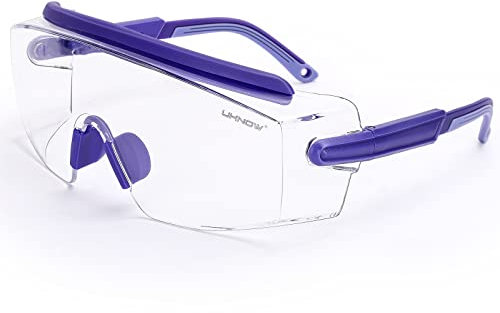 UKNOW Gafas de seguridad sobre gafas, gafas de seguridad antivaho, protección ocular envolvente, gafas protectoras ANSI Z87.1