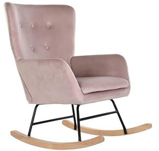 DKD Home Decor Schaukelstuhl: Skandinavisch, Metall, Rosa, Schwarz, Polyester, Entspannen, Ergonomisch