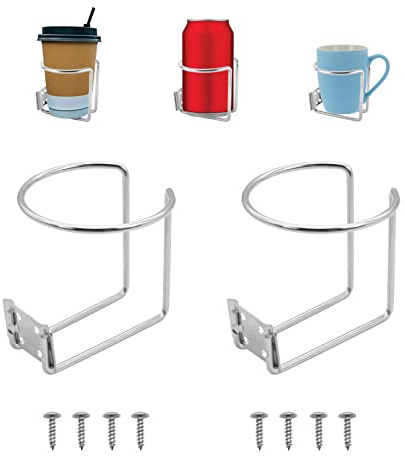 2pcs Stainless Steel Boat Ring Cup Drink Holder, TACYKIBD Universal Car with Screws, Bottle Anti-Rocking for Marine Yacht Truck RV Trailer Hardware, TK-1030-002