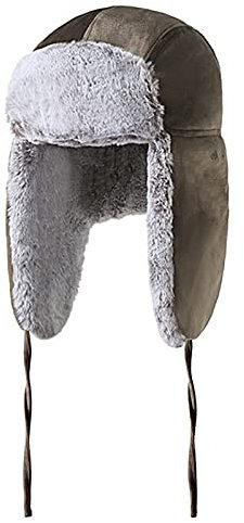 JIARY Unisex Fliegermütze,Outdoor-Lederhut Für Herren Mit Winddichter, Warmer Ohrenschützer-Lederhut,Trappermütze Aus Für Herren,Dark Grey,L(58~60cm)