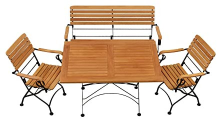 Kai Wiechmann Teak Sitzgruppe 2 Stühle 1 Bank 1 Tisch 120 x 80 cm Premium