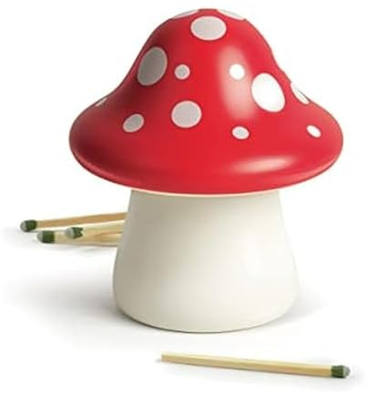 Genuine Fred Merry Mushroom, Decorative Ceramic Match Striker and Storage