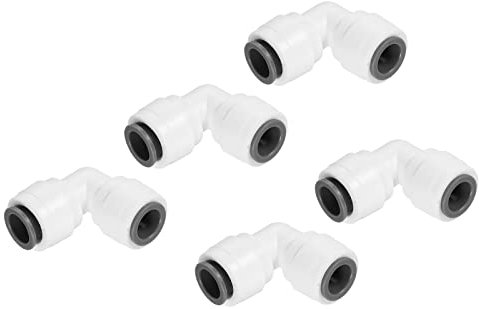 PATIKIL 3/8 Pressione Collegamento Gomito Raccordi, 5pz 90 Gradi Acqua Linea Raccordo per RO Sistemi Acqua, Bianco