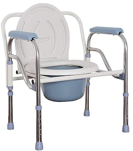 REHOOF Dusch Toilettenstuhl Fahrbar, Toilettenstuhl Höhenverstellbar WC Stuhl, Sitzerhöhung und Duschsitz Klappbar, Mit Toiletteneimer für Erwachsene, Behinderte, Ältere Menschen