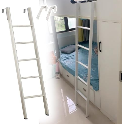 Hochbett Leiter Etagenbettleiter aus Metall mit Haken, Weiße Wohnmobil-Etagenleiter für Wohnheim-Heimschule, Verstellbare Doppelbettleiter/ Kurze Aufstiegsleiter, Austauschbare Leitern ( Size : 150cm/