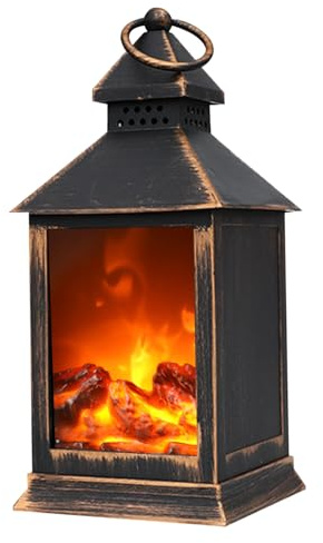 Cheminée Lantern LED sans flamme Fiche à LED USB / Bat à batterie Fausse cheminée avec poignée Portable Mini Fiche