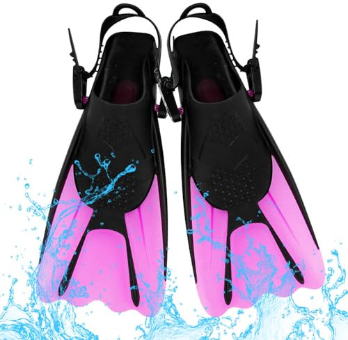 FENGQ Pinne da Nuoto Pinne Da Snorkeling Pinne da Immersione per Snorkeling Regolabili Pinne Regolabili Gel di Silice 39-43 Pinne Snorkel per Adulti Uomini e Donne Nuoto e allo Snorkeling(Rosa-L)