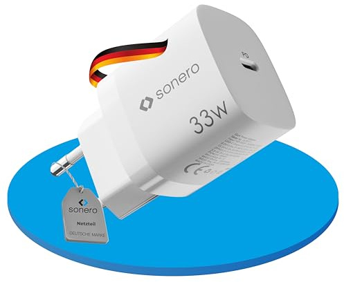 sonero chargeur USB-C, 1x 33 watts port USB-C, GaN chargeur rapide, alimentation USB, chargeur de téléphone portable avec détection automatique du courant de charge, blanc