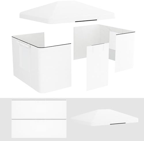 Outsunny Ersatzdach-Set für Garten Pavillondach mit 2 Seitenwänden, Wasserdicht Ersatzbezug für Gartenpavillon, Gartenzelt, Weiß