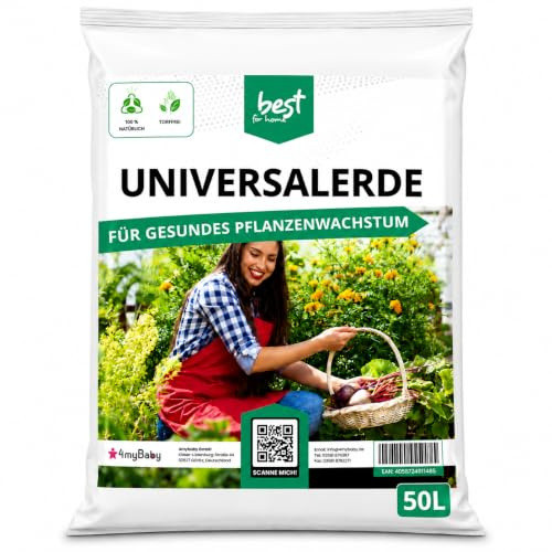 Bio Universalerde 50l - Torffreie Erde für Hochbeete, Balkon und Garten | Hochwertige torffreie Universalerde im 50-Liter-Sack für gesundes Pflanzenwachstum in Innen- und Außenbereichen.