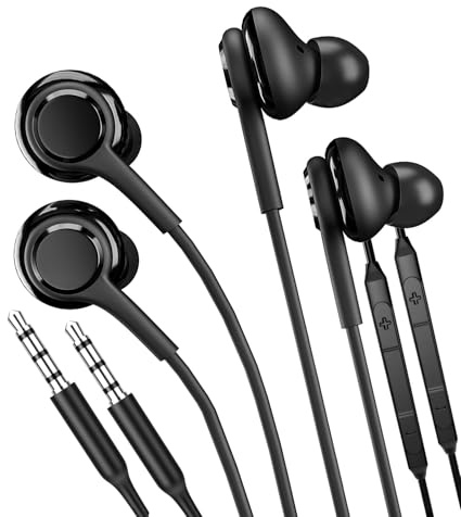 Ecouteur Filaire 3.5mm Jack Prise Gamer Écouteurs(Lot de 2) Headphones Gaming Compatible pour Samsung Intra Auriculaire Casque avec Fil Audio Earbuds Musique Sport Oreillette Main Libre Earphone