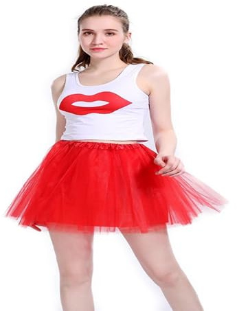 YLUFAC Gonna Tutu Rossa,80s Gonna Tulle Rossa Donna,Costume da Festa di Carnevale di Halloween Tutu per Adulti per Feste di Travestimento Balletto