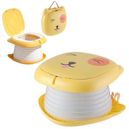 Toilettensitz Kinder, Reisetöpfchen Faltbar, Faltbares Töpfchen, Töpfchen für Unterwegs Ab 1 Jahr mit Anti Rutsch Design für Jungen Mädchen Reisen Auto Camping Baby Tragbares Töpfchentraining (Orange)