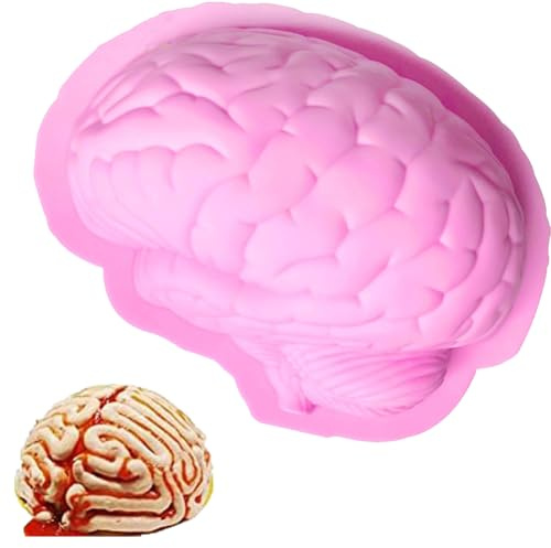 Moule en silicone motif cerveau - 21,6 cm - Moule à gâteau amusant pour pudding, gâteau, chocolat