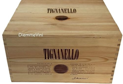 Generico Cassa in Legno Vuota Usata Tignanello, 6 Bottiglie, Pino Massiccio, 32,5 x 27,5 x 18,5 cm