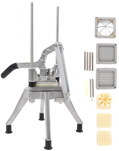 Manual Vegetable Chopper, Commercial Vegetable Fruit Cutter with 4 Replacement Blades Stainless Steel French Fry Cutter Potato Dicer for Restaurant, Home & Kitchen